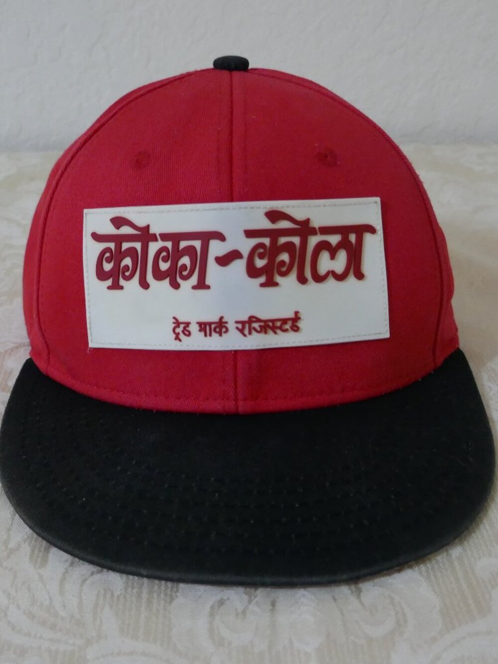 Internationally Branded Hindi Coca-Cola Logo Snap Back Baseball Hat Cap Red